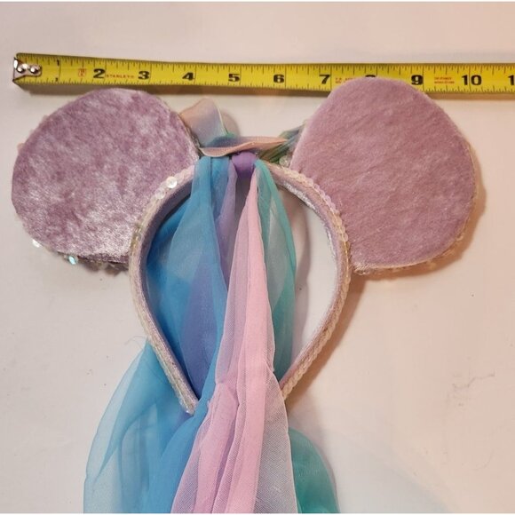 Princess Disney Ears with tulle veil train Mini Mouse Fairy sequin headband - Picture 5 of 7